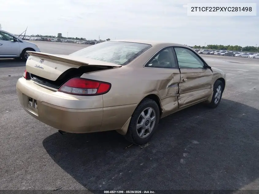 2000 Toyota Camry Solara Se V6 VIN: 2T1CF22PXYC281498 Lot: 45211299