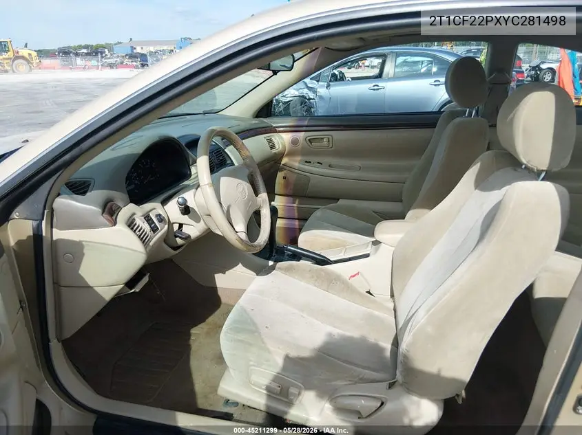 2000 Toyota Camry Solara Se V6 VIN: 2T1CF22PXYC281498 Lot: 45211299