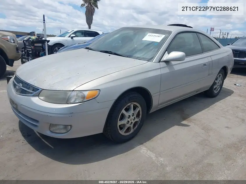 2000 Toyota Camry Solara Se V6 VIN: 2T1CF22P7YC288621 Lot: 45229287