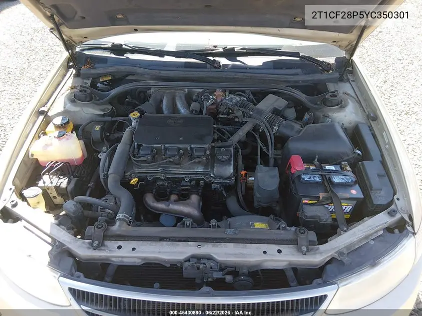 2000 Toyota Camry Solara Sle V6 VIN: 2T1CF28P5YC350301 Lot: 45430890