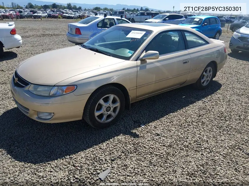 2000 Toyota Camry Solara Sle V6 VIN: 2T1CF28P5YC350301 Lot: 45430890