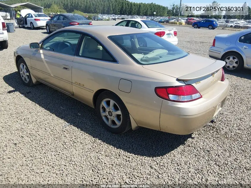 2000 Toyota Camry Solara Sle V6 VIN: 2T1CF28P5YC350301 Lot: 45430890