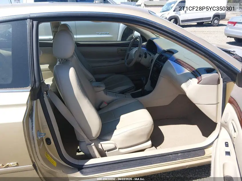 2000 Toyota Camry Solara Sle V6 VIN: 2T1CF28P5YC350301 Lot: 45430890