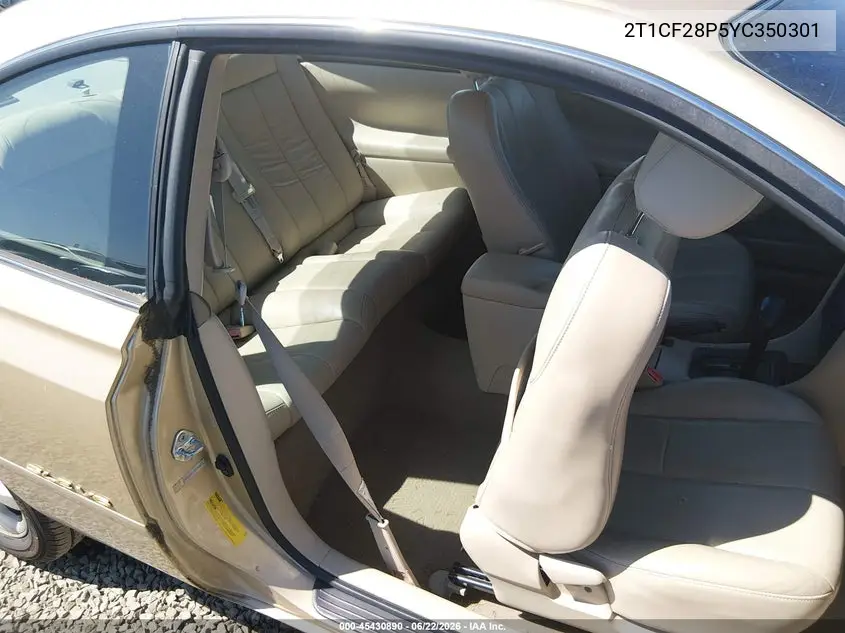 2000 Toyota Camry Solara Sle V6 VIN: 2T1CF28P5YC350301 Lot: 45430890