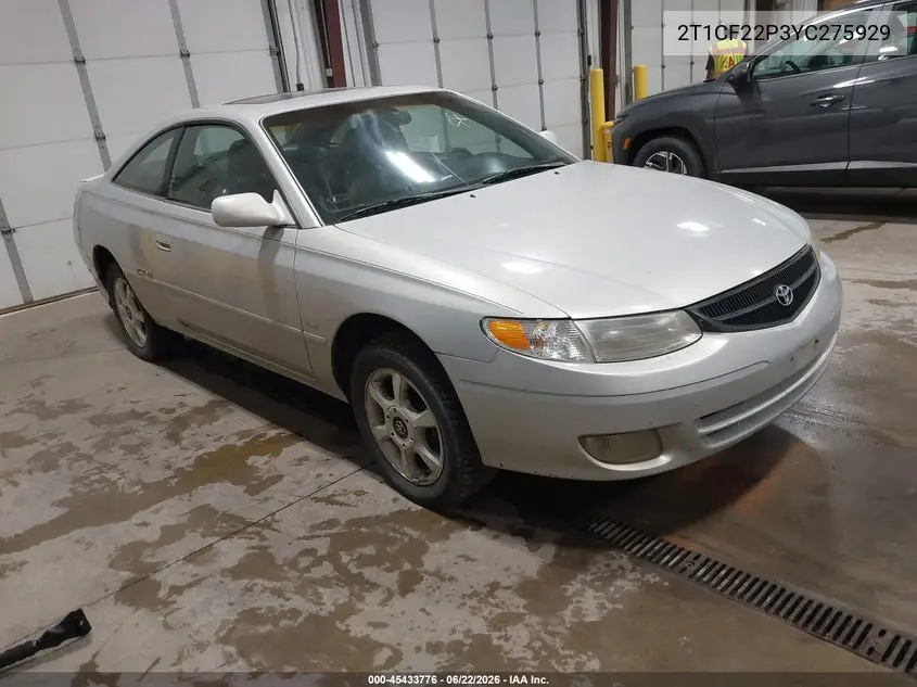 2000 Toyota Camry Solara Sle V6 VIN: 2T1CF22P3YC275929 Lot: 45433776