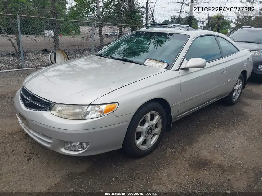 2000 Toyota Camry Solara Se V6 VIN: 2T1CF22P4YC277382 Lot: 45498692