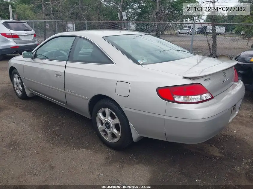 2000 Toyota Camry Solara Se V6 VIN: 2T1CF22P4YC277382 Lot: 45498692