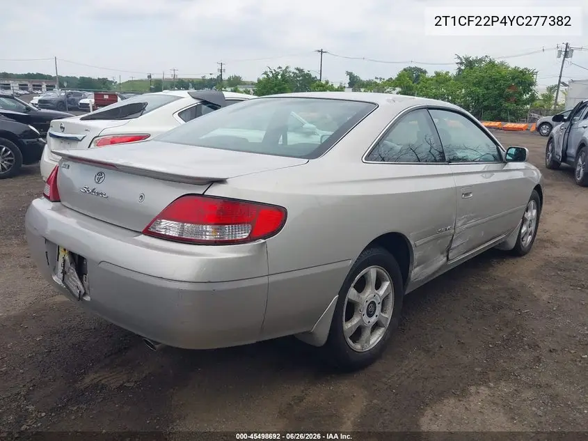 2000 Toyota Camry Solara Se V6 VIN: 2T1CF22P4YC277382 Lot: 45498692