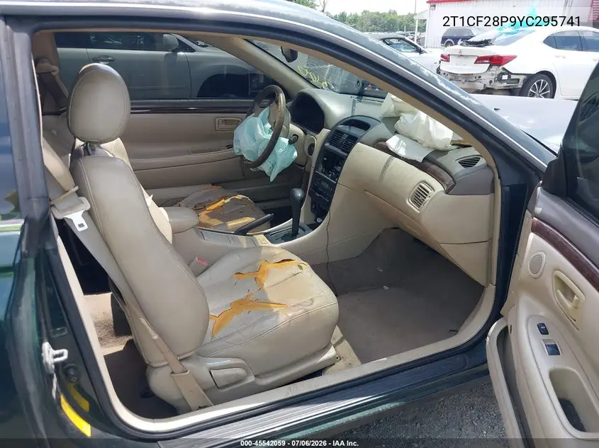 2000 Toyota Camry Solara Sle V6 VIN: 2T1CF28P9YC295741 Lot: 45542059