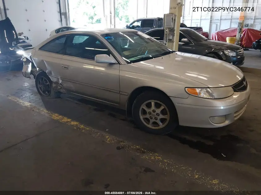 2000 Toyota Camry Solara Se VIN: 2T1CG22P9YC346774 Lot: 45584881
