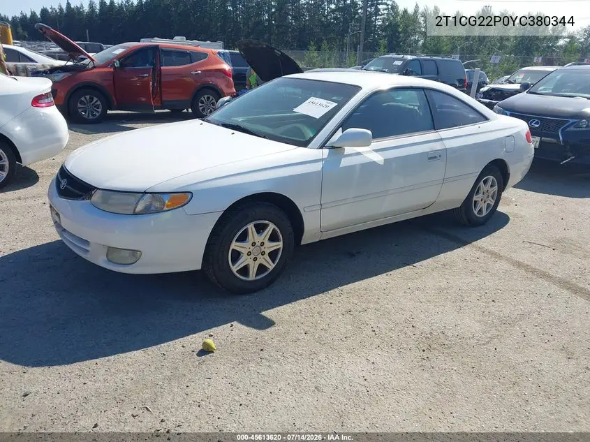 2000 Toyota Camry Solara Se VIN: 2T1CG22P0YC380344 Lot: 45613620
