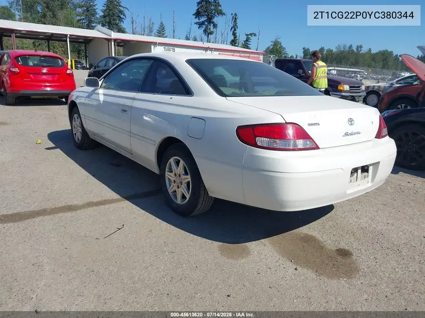 2000 Toyota Camry Solara Se VIN: 2T1CG22P0YC380344 Lot: 45613620