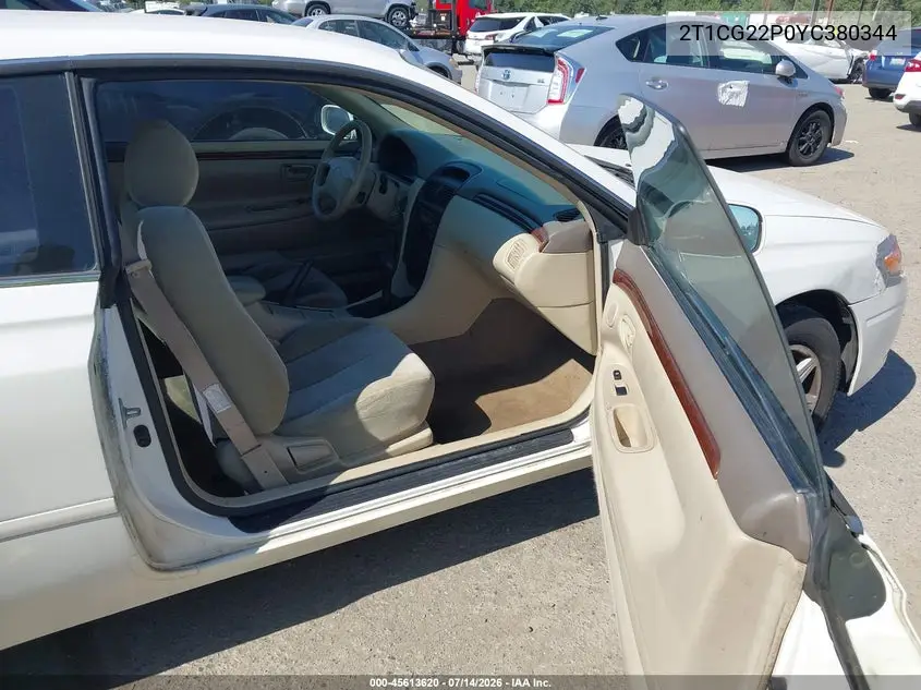 2000 Toyota Camry Solara Se VIN: 2T1CG22P0YC380344 Lot: 45613620