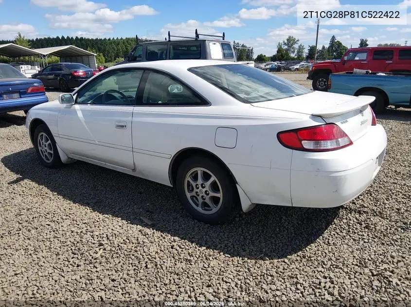 2001 Toyota Camry Solara Se VIN: 2T1CG28P81C522422 Lot: 45280369