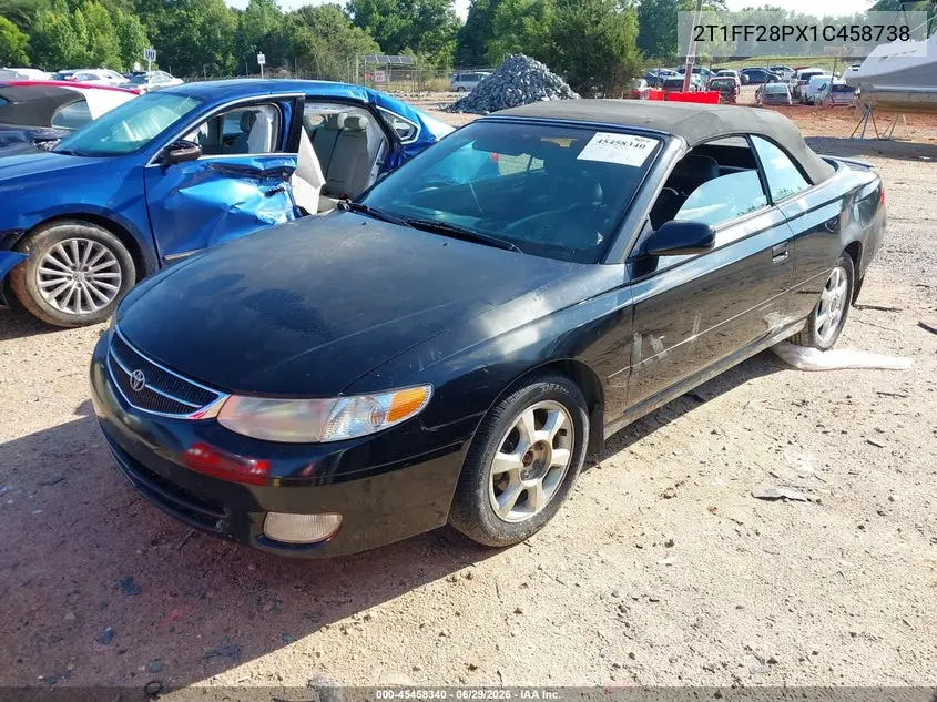 2001 Toyota Camry Solara Sle V6 VIN: 2T1FF28PX1C458738 Lot: 45458340