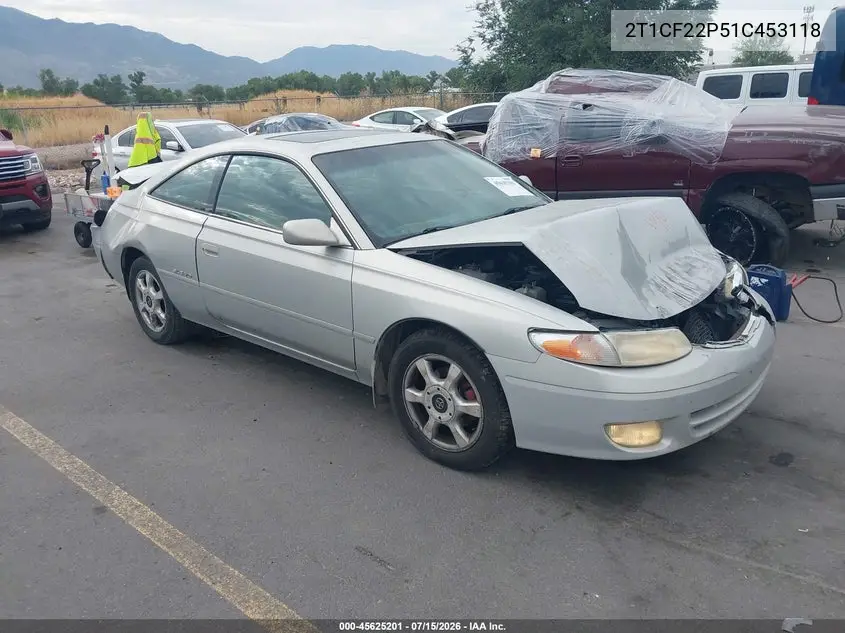 2001 Toyota Camry Solara Sle V6 VIN: 2T1CF22P51C453118 Lot: 45625201