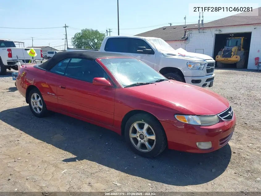 2001 Toyota Camry Solara Sle V6 VIN: 2T1FF28P11C460281 Lot: 45657370