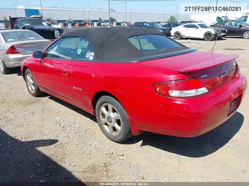 2001 Toyota Camry Solara Sle V6 VIN: 2T1FF28P11C460281 Lot: 45657370