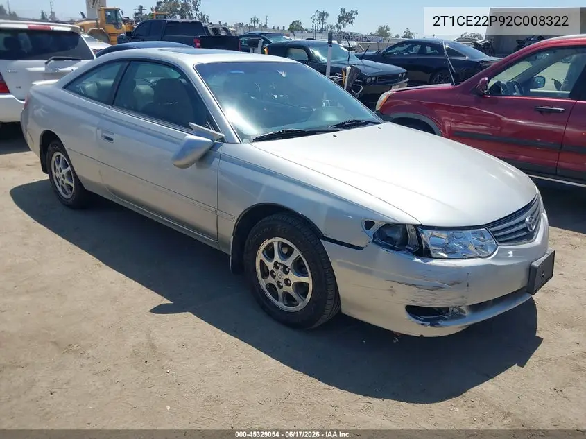 2002 Toyota Camry Solara Se VIN: 2T1CE22P92C008322 Lot: 45329054