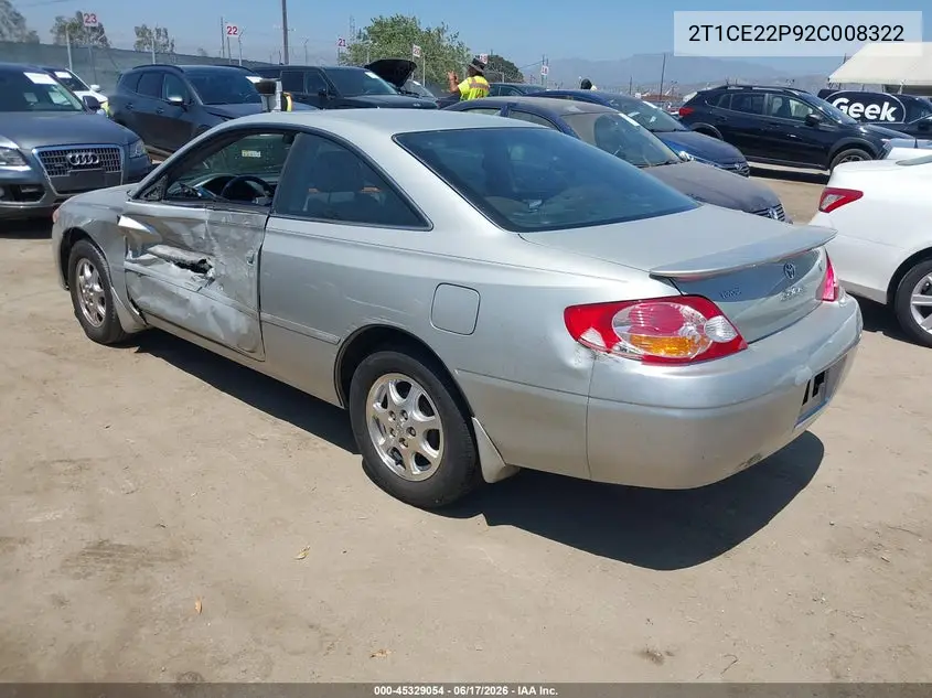 2002 Toyota Camry Solara Se VIN: 2T1CE22P92C008322 Lot: 45329054