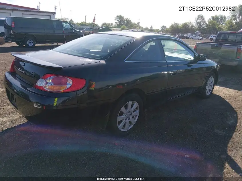 2002 Toyota Camry Solara Se VIN: 2T1CE22P52C012982 Lot: 45392256