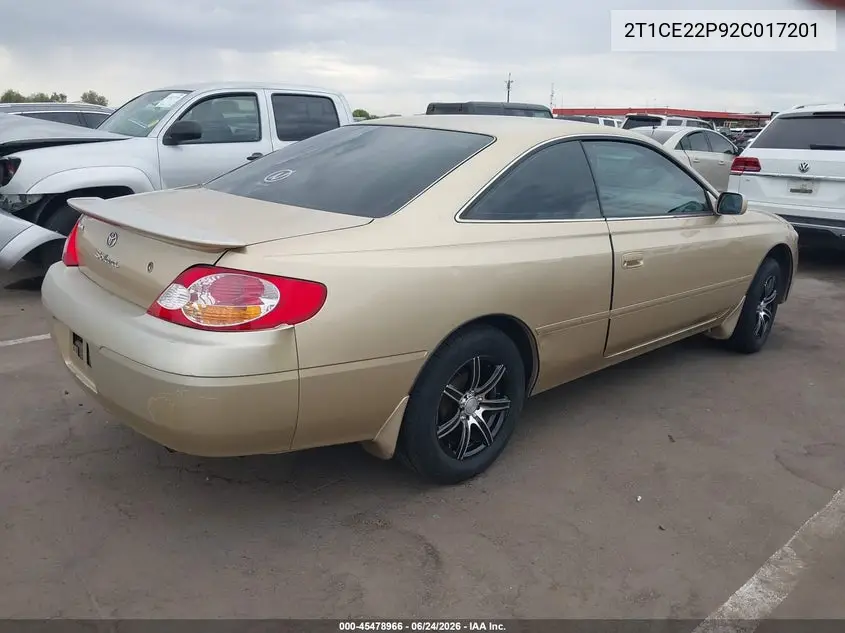2002 Toyota Camry Solara Se VIN: 2T1CE22P92C017201 Lot: 45478966