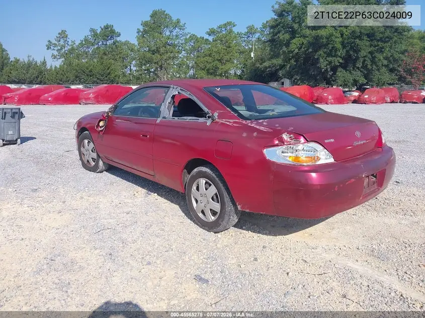 2003 Toyota Camry Solara Se VIN: 2T1CE22P63C024009 Lot: 45565275