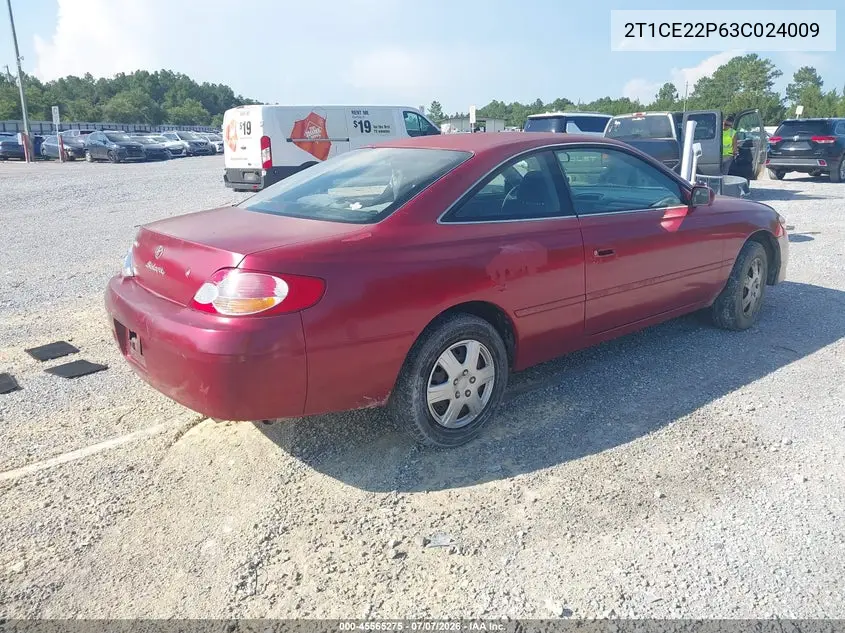 2003 Toyota Camry Solara Se VIN: 2T1CE22P63C024009 Lot: 45565275