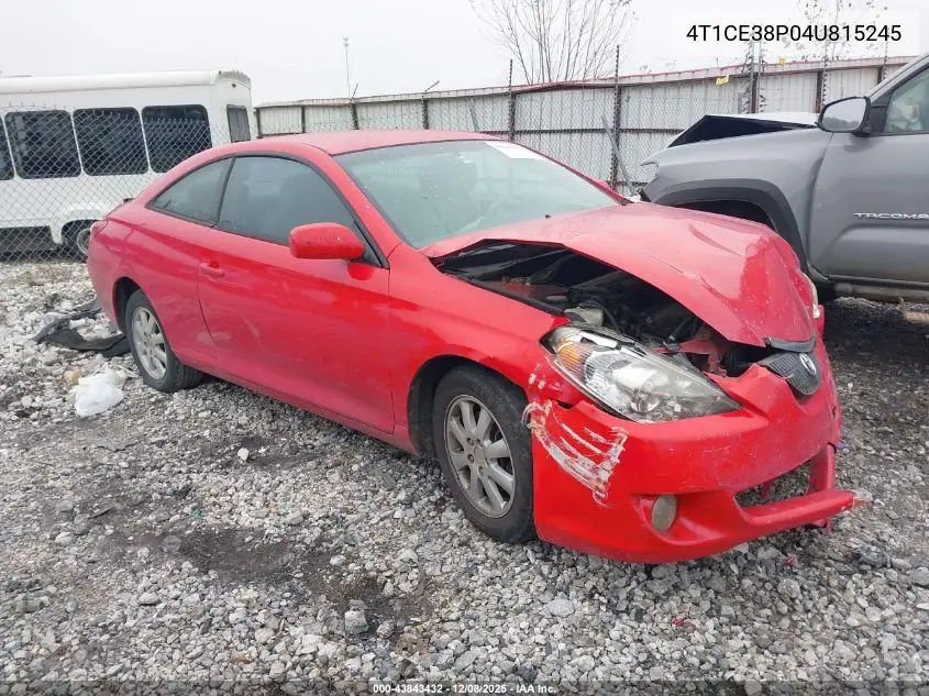 4T1CE38P04U815245 2004 Toyota Camry Solara Se