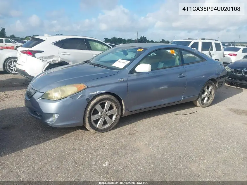 2004 Toyota Camry Solara Se V6 VIN: 4T1CA38P94U020108 Lot: 45320652