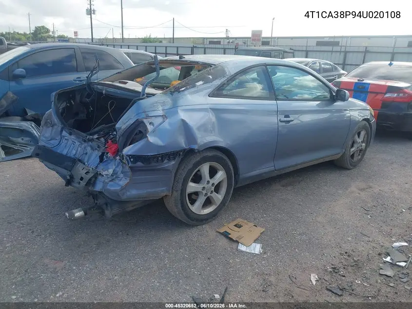 2004 Toyota Camry Solara Se V6 VIN: 4T1CA38P94U020108 Lot: 45320652