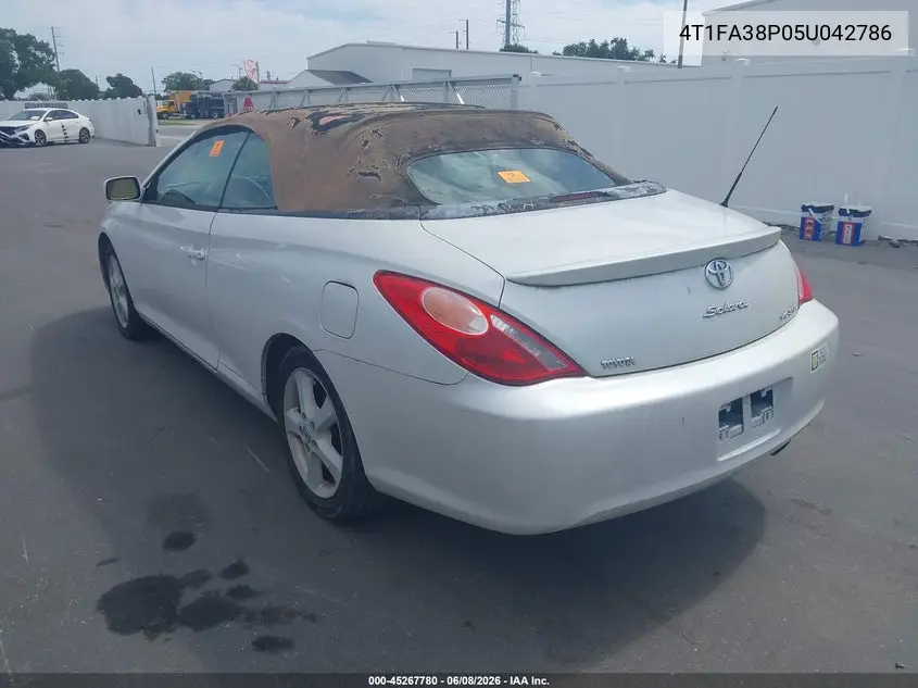 2005 Toyota Camry Solara Sle VIN: 4T1FA38P05U042786 Lot: 45267780