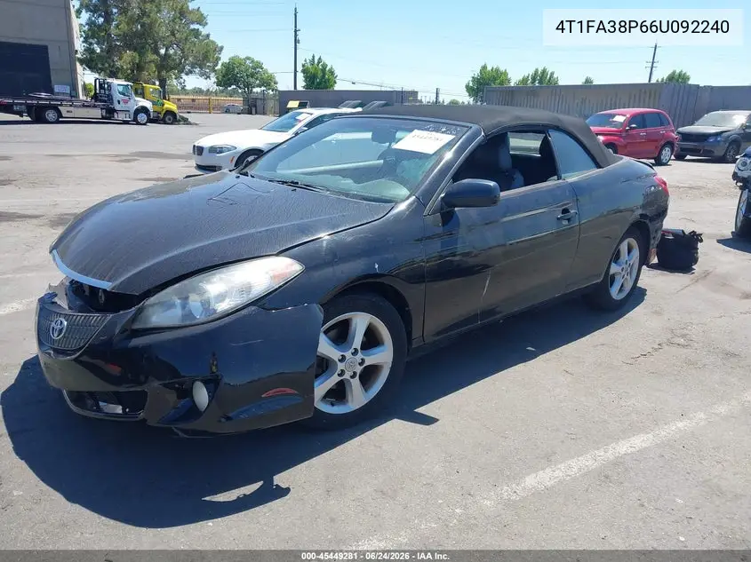 2006 Toyota Camry Solara Sle VIN: 4T1FA38P66U092240 Lot: 45449281