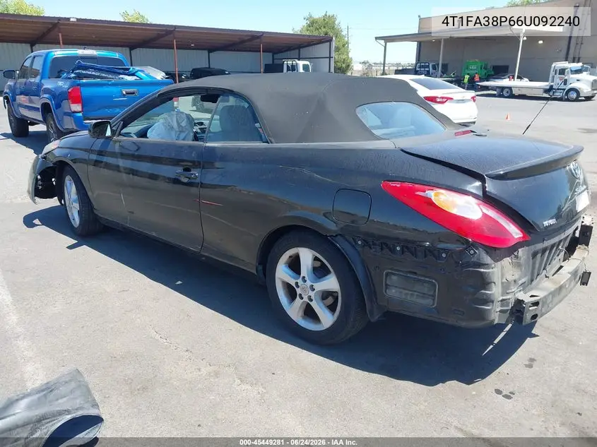 2006 Toyota Camry Solara Sle VIN: 4T1FA38P66U092240 Lot: 45449281