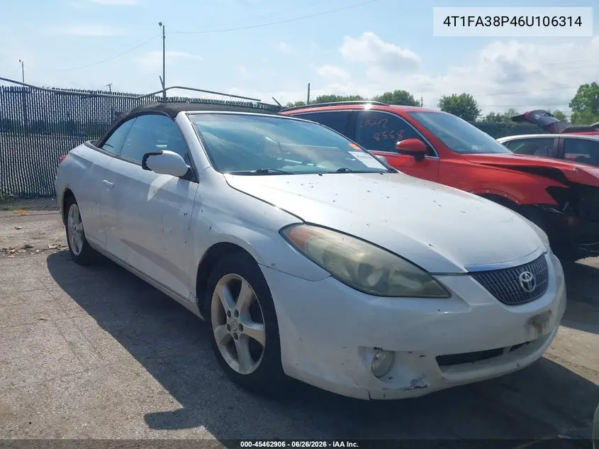 2006 Toyota Camry Solara Sle VIN: 4T1FA38P46U106314 Lot: 45462906