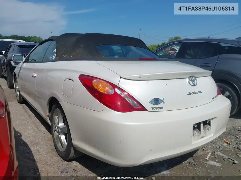 2006 Toyota Camry Solara Sle VIN: 4T1FA38P46U106314 Lot: 45462906