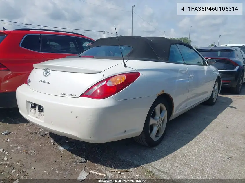 2006 Toyota Camry Solara Sle VIN: 4T1FA38P46U106314 Lot: 45462906