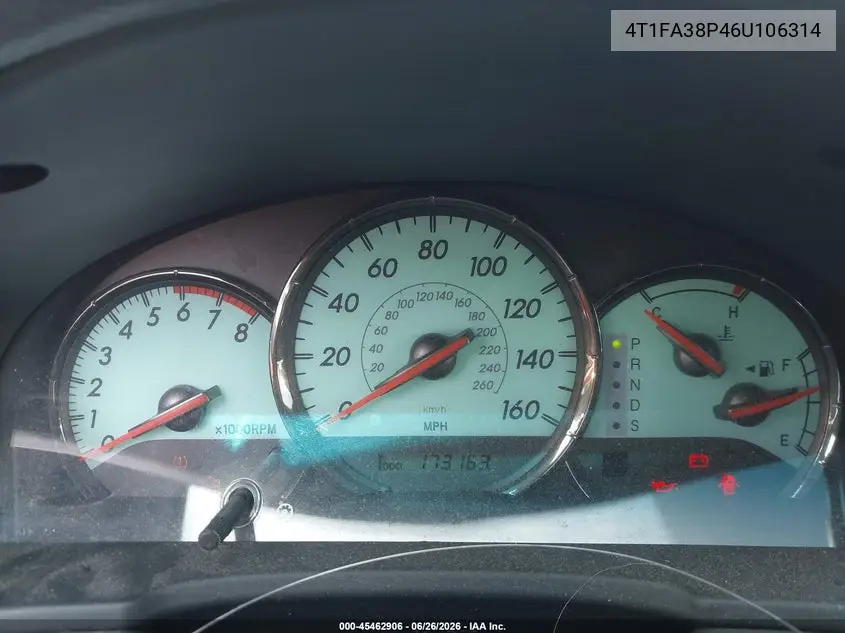 2006 Toyota Camry Solara Sle VIN: 4T1FA38P46U106314 Lot: 45462906