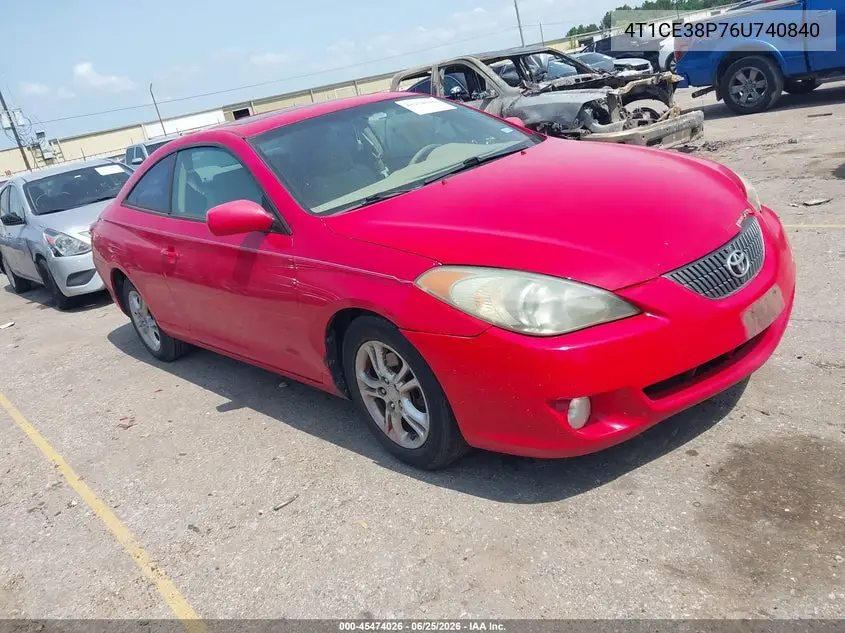 2006 Toyota Camry Solara Se VIN: 4T1CE38P76U740840 Lot: 45474026