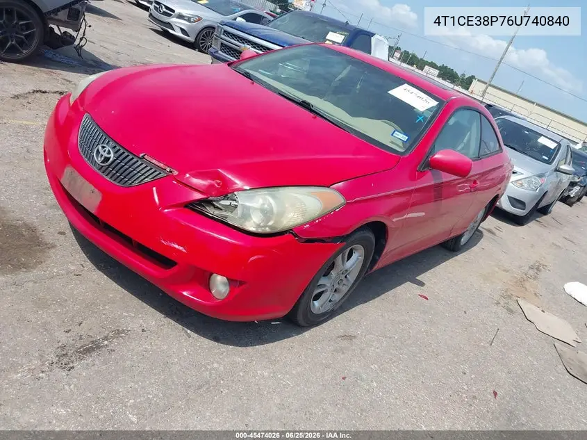 2006 Toyota Camry Solara Se VIN: 4T1CE38P76U740840 Lot: 45474026