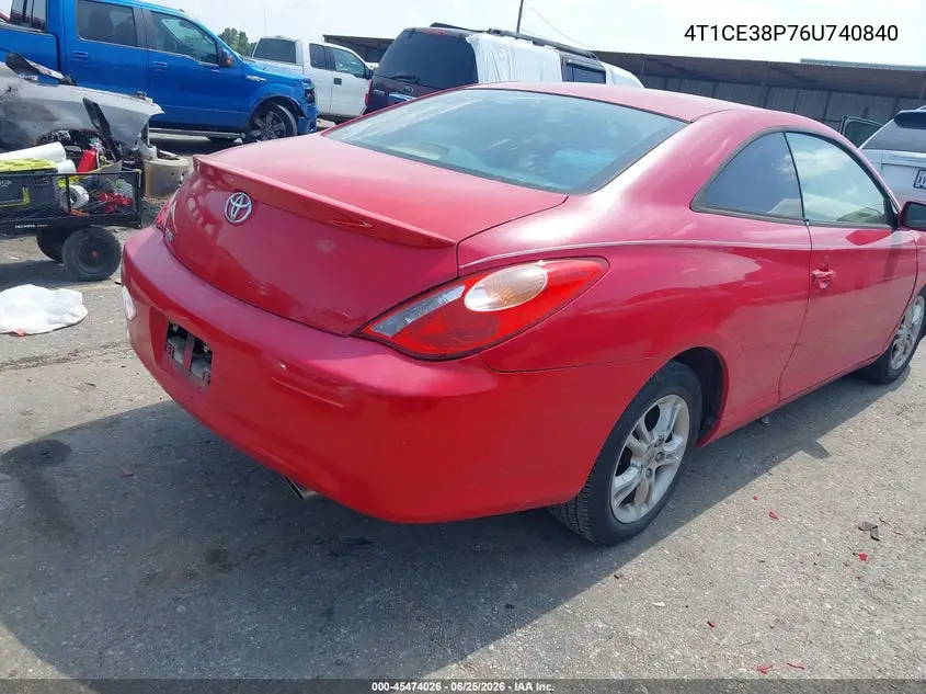 2006 Toyota Camry Solara Se VIN: 4T1CE38P76U740840 Lot: 45474026