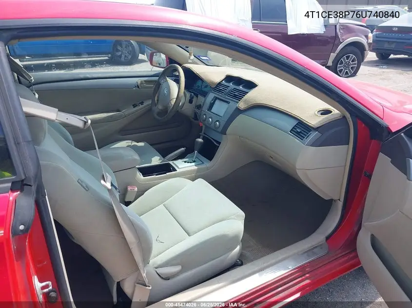 2006 Toyota Camry Solara Se VIN: 4T1CE38P76U740840 Lot: 45474026