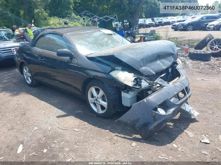 2006 Toyota Camry Solara Sle VIN: 4T1FA38P46U072360 Lot: 45482716