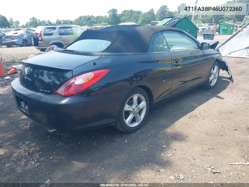 2006 Toyota Camry Solara Sle VIN: 4T1FA38P46U072360 Lot: 45482716