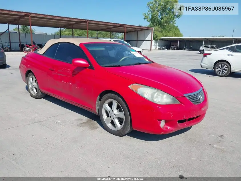 2006 Toyota Camry Solara Sle VIN: 4T1FA38P86U085967 Lot: 45501782
