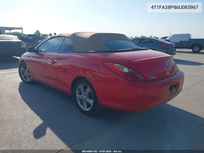 2006 Toyota Camry Solara Sle VIN: 4T1FA38P86U085967 Lot: 45501782