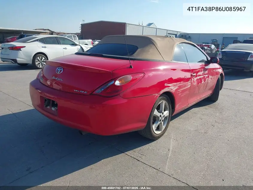 2006 Toyota Camry Solara Sle VIN: 4T1FA38P86U085967 Lot: 45501782