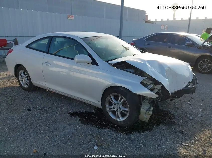 2006 Toyota Camry Solara Se VIN: 4T1CE38P66U750260 Lot: 45503394
