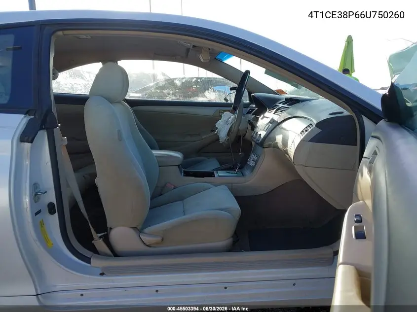 2006 Toyota Camry Solara Se VIN: 4T1CE38P66U750260 Lot: 45503394