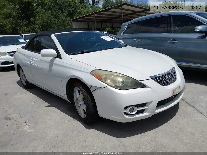 2007 Toyota Camry Solara Sle VIN: 4T1FA38P37U114857 Lot: 45517027